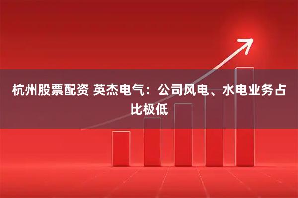 杭州股票配资 英杰电气：公司风电、水电业务占比极低