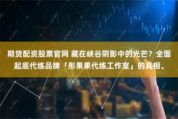 期货配资股票官网 藏在峡谷阴影中的光芒？全面起底代练品牌「彤果果代练工作室」的真相。