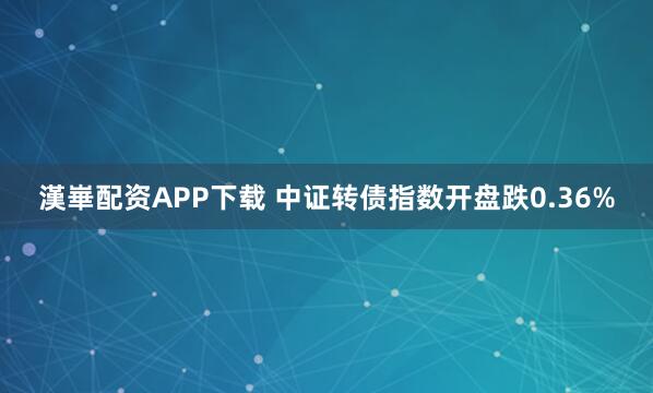 漢崋配资APP下载 中证转债指数开盘跌0.36%